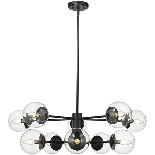 Avell 10 Light 36 inch Matte Black Chandelier Ceiling Light